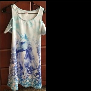 Justice Blue and White Unicorn Dress
